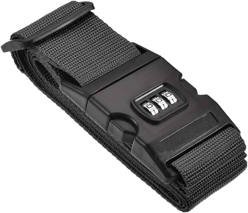 1 Pack Luggage Strap Suitcase Belt- Travel Combination Lock Adjustable PP Baggage Accessory with Buckle, Apply to Suitcase (79x2 Inch, Black)