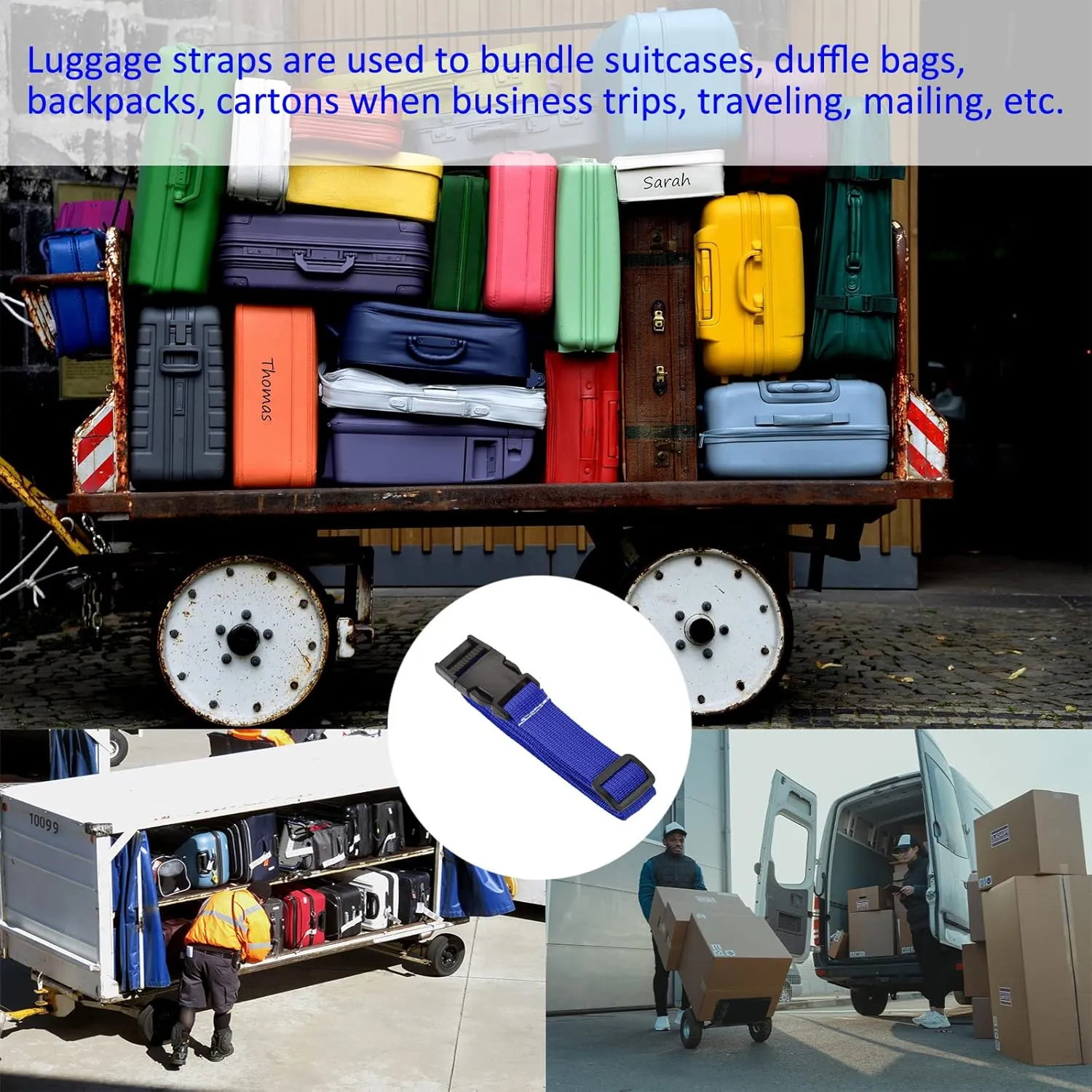 1 Pack Luggage Straps- Travel Baggage Accessory Adjustable Suitcase Belt with Quick Release Buckle, Apply to Travel (1 Meter, Blue)