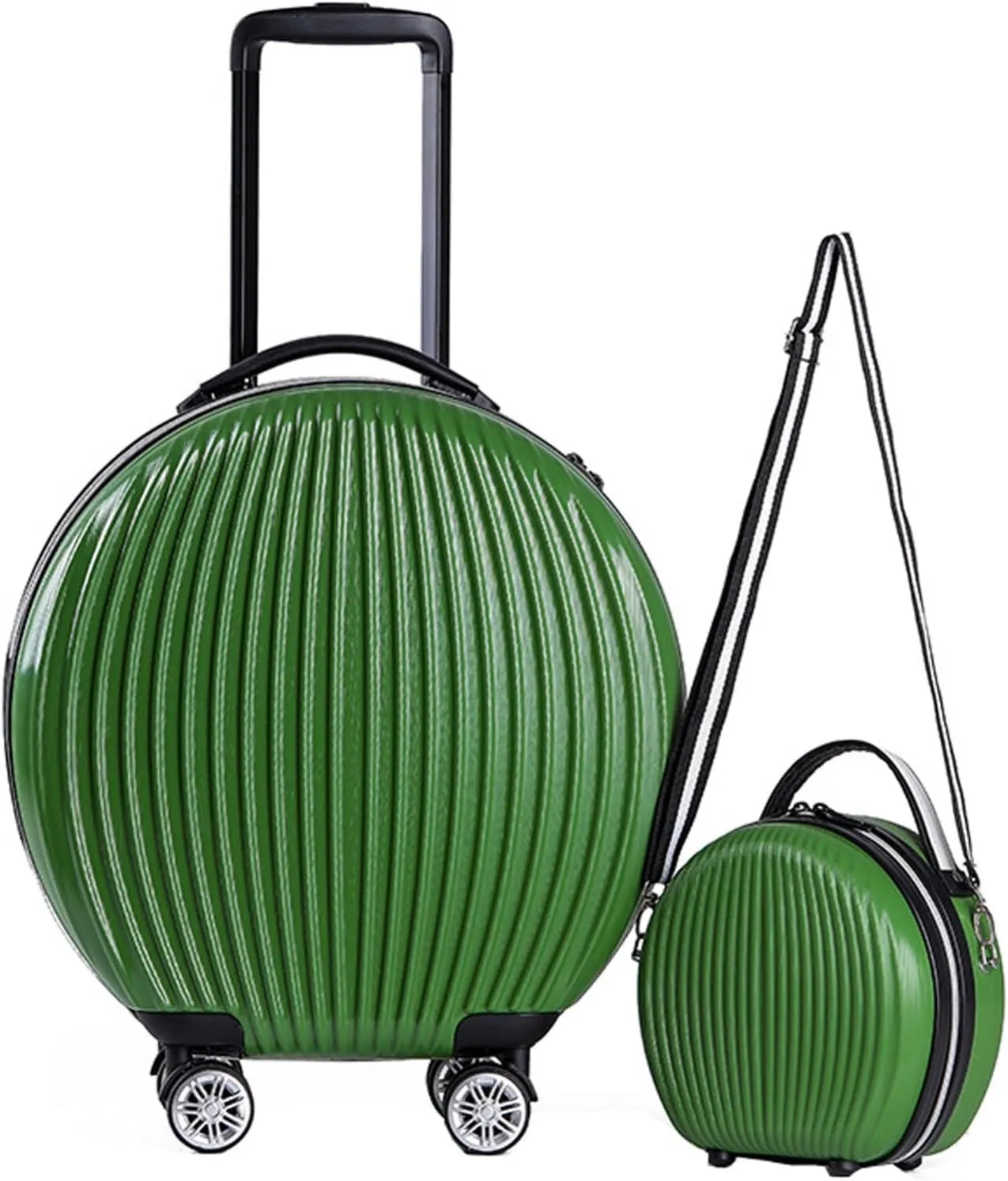 2 Piece Carry On Luggages Suitcase, Children's Luggage, 18in Round Suitcases with Wheels, Lightweight Hard Shell Small Travel Trolley Case 04,B