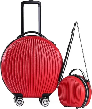 2 Piece Carry On Luggages Suitcase, Children's Luggage, 18in Round Suitcases with Wheels, Lightweight Hard Shell Small Travel Trolley Case 05,B