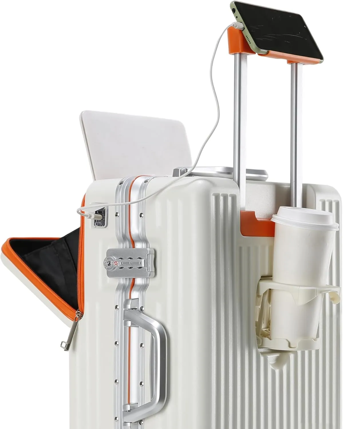 2-Piece Hardshell Zipperless Luggage Set, 20/26" Aluminum Frame Hardshell Spinner Luggage, Airline Approved Carry-On Luggage, TSA Lock, 360 Quiet Wheels With Cup Holder (orange)