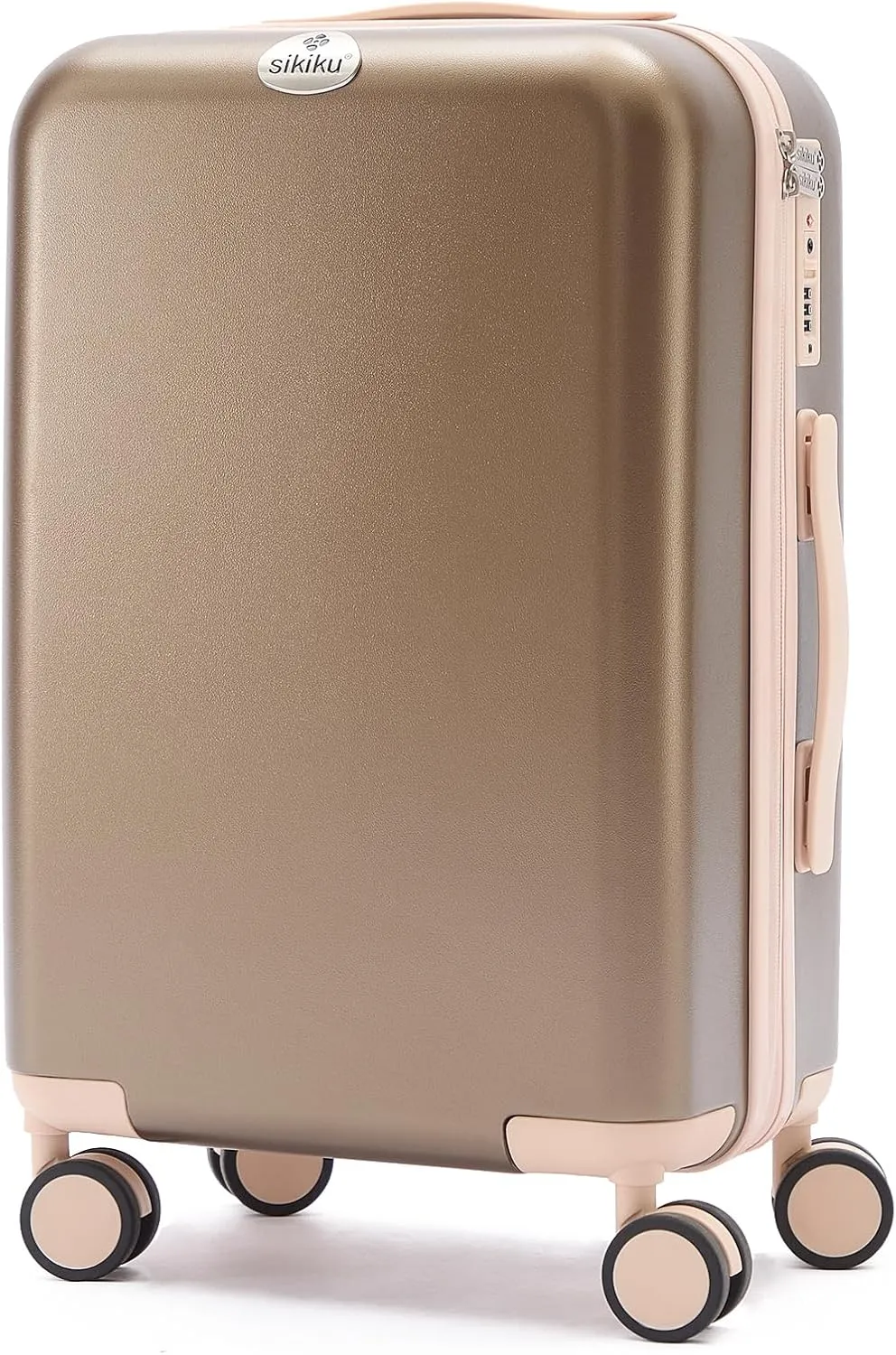 20-Inch Carry-On Luggage for Women, Lightweight Hardside Suitcase with TSA Lock and Spinner Wheels, Titanium Gold