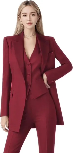3 PC Women Suit for Work Professional Womens Tuxedo Suit Set Business Suit Blazer Vest Pants