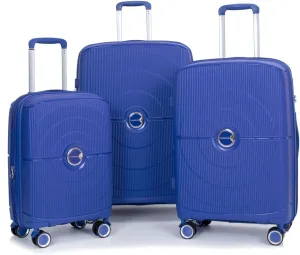 3-Piece Expandable Polypropylene Hardshell Luggage Set with Double Spinner Wheels, TSA Lock, and Lightweight Durable Design (20"/24"/28"), Navy