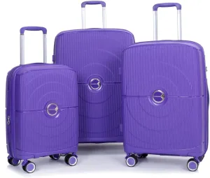 3-Piece Expandable Polypropylene Hardshell Luggage Set with Double Spinner Wheels, TSA Lock, and Lightweight Durable Design (20"/24"/28"), Purple