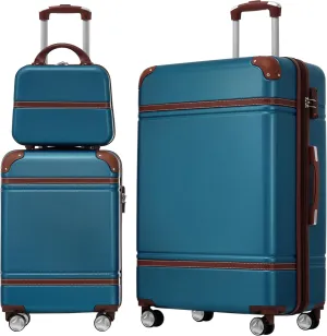 3-Piece Hardshell Luggage Set for Stress-Free Travel, Lightweight and Durable Design, Includes 20" & 28" Spinner Suitcases and Cosmetic Case, Blue