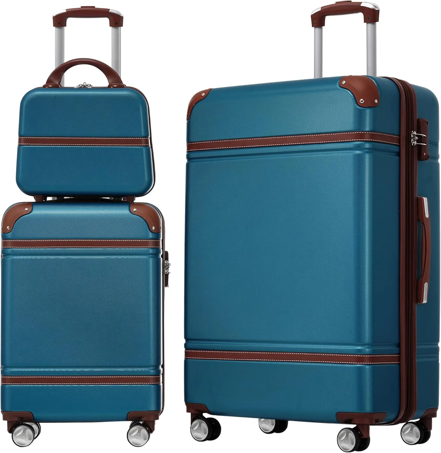 3-Piece Hardshell Luggage Set for Stress-Free Travel, Lightweight and Durable Design, Includes 20" & 28" Spinner Suitcases and Cosmetic Case, Blue
