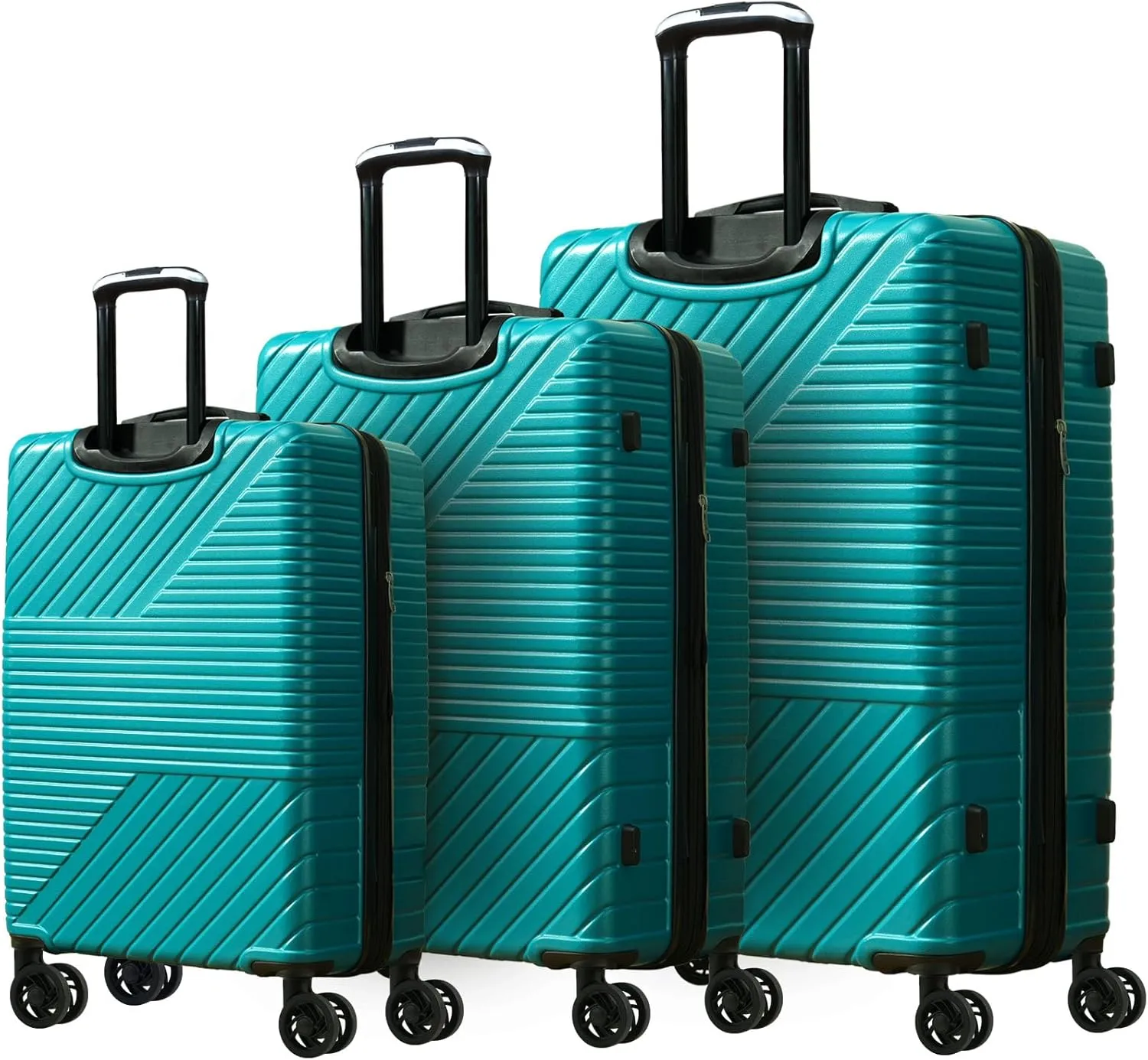 3-Piece Hardshell Luggage Set with Double Spinner Wheels, Lightweight Design, Expandable, Green