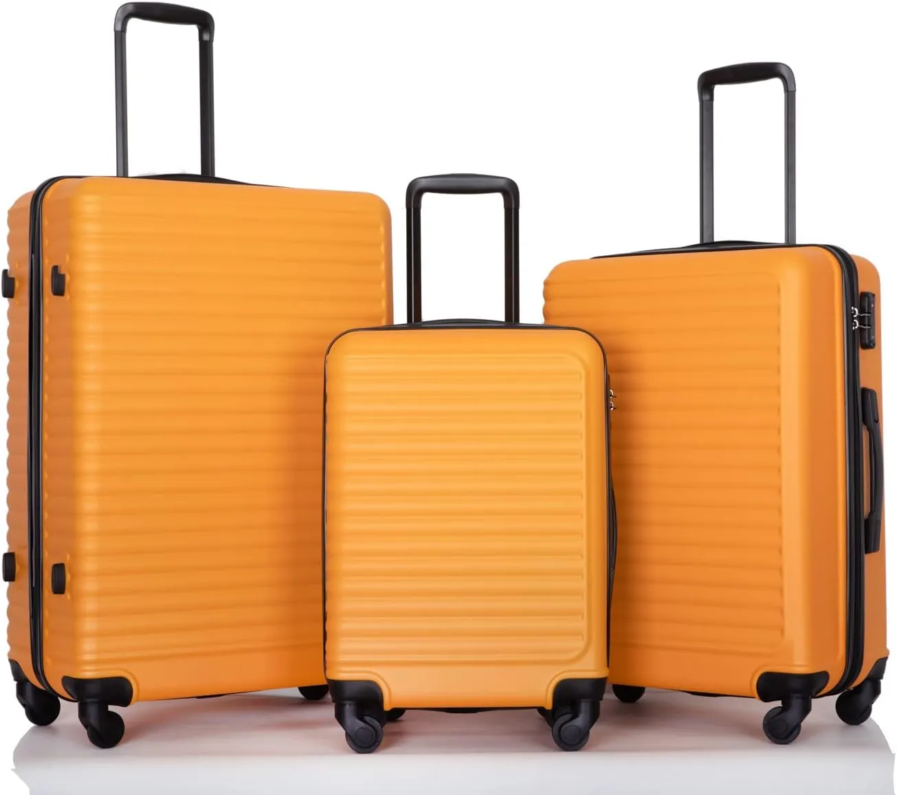 3 Piece Lightweight Luggage Set for Stress-Free Travel, Durable Design with 360 Spinner Wheels, Stylish Orange Finish
