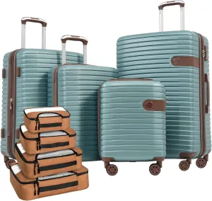 4 Piece Luggage Set with Spinner Wheels, Lightweight Expandable Hard Shell, 16/20/24/28 Inch, Blue