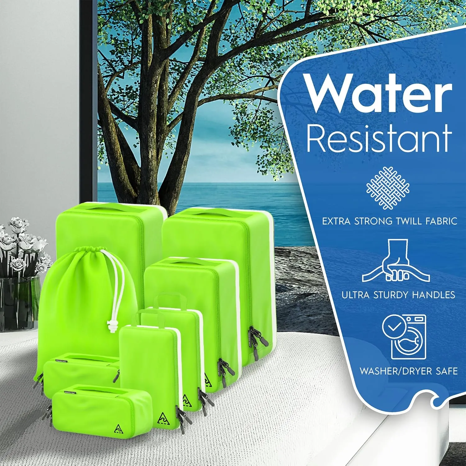 8 Set/4 Set Deluxe Compression Packing Cubes Travel - Maximize Space In Luggage With Patented HybridMax Double Capacity Design, Luxury Compressible Packing Cubes For Travel, Large, Small, & Medium