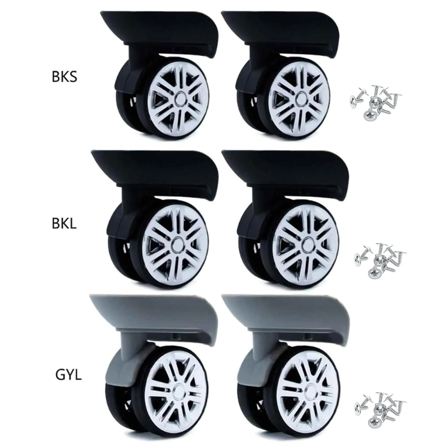 A65 Luggage Wheels Suitcase Double Row Roller Hardware Repairing Kit 360 Spinner Casters Heavy Duty Wheel 1 Pair, large black