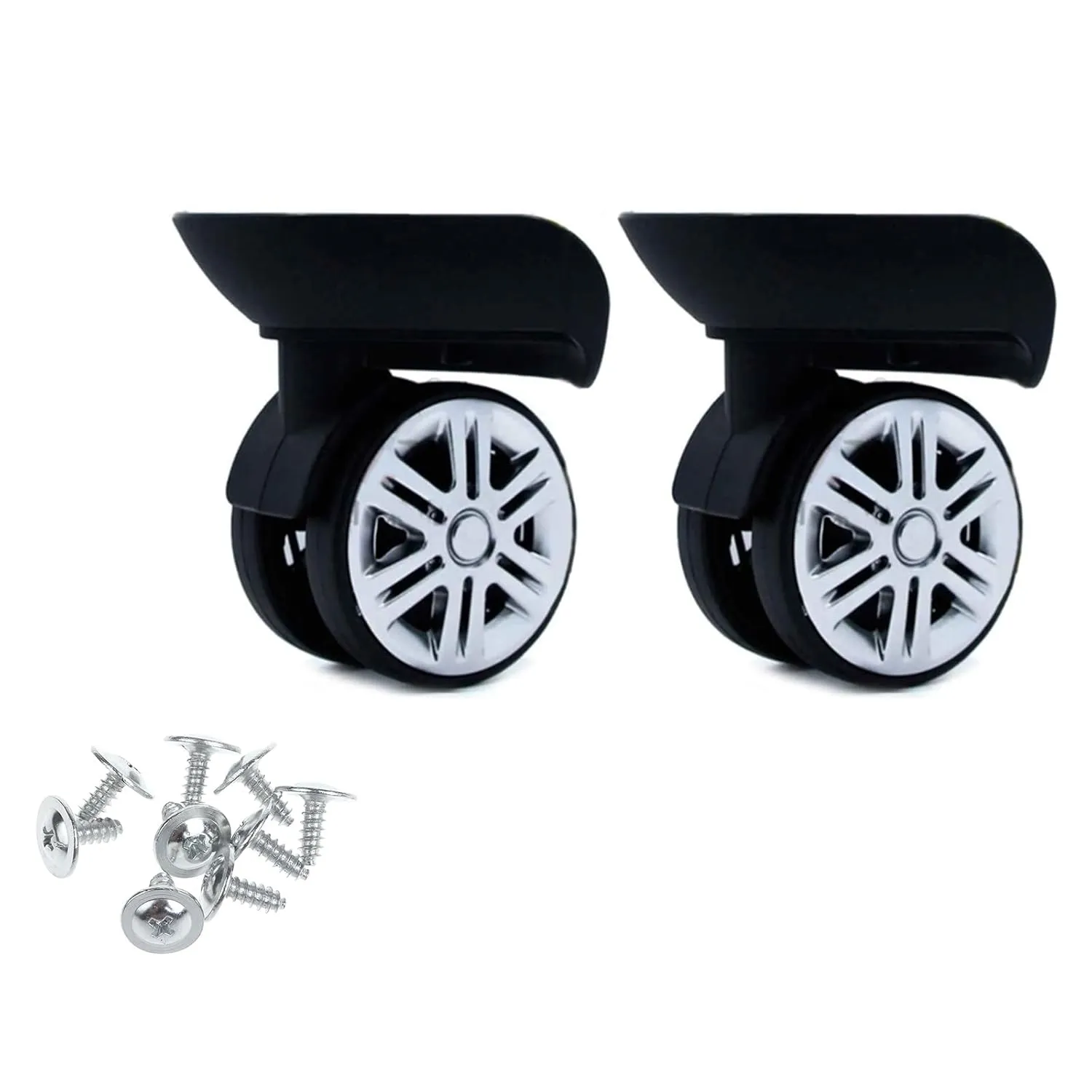 A65 Luggage Wheels Suitcase Double Row Roller Hardware Repairing Kit 360 Spinner Casters Heavy Duty Wheel 1 Pair, large black
