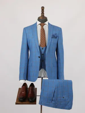 Abdullah Blue Set Blazer Linen Suit