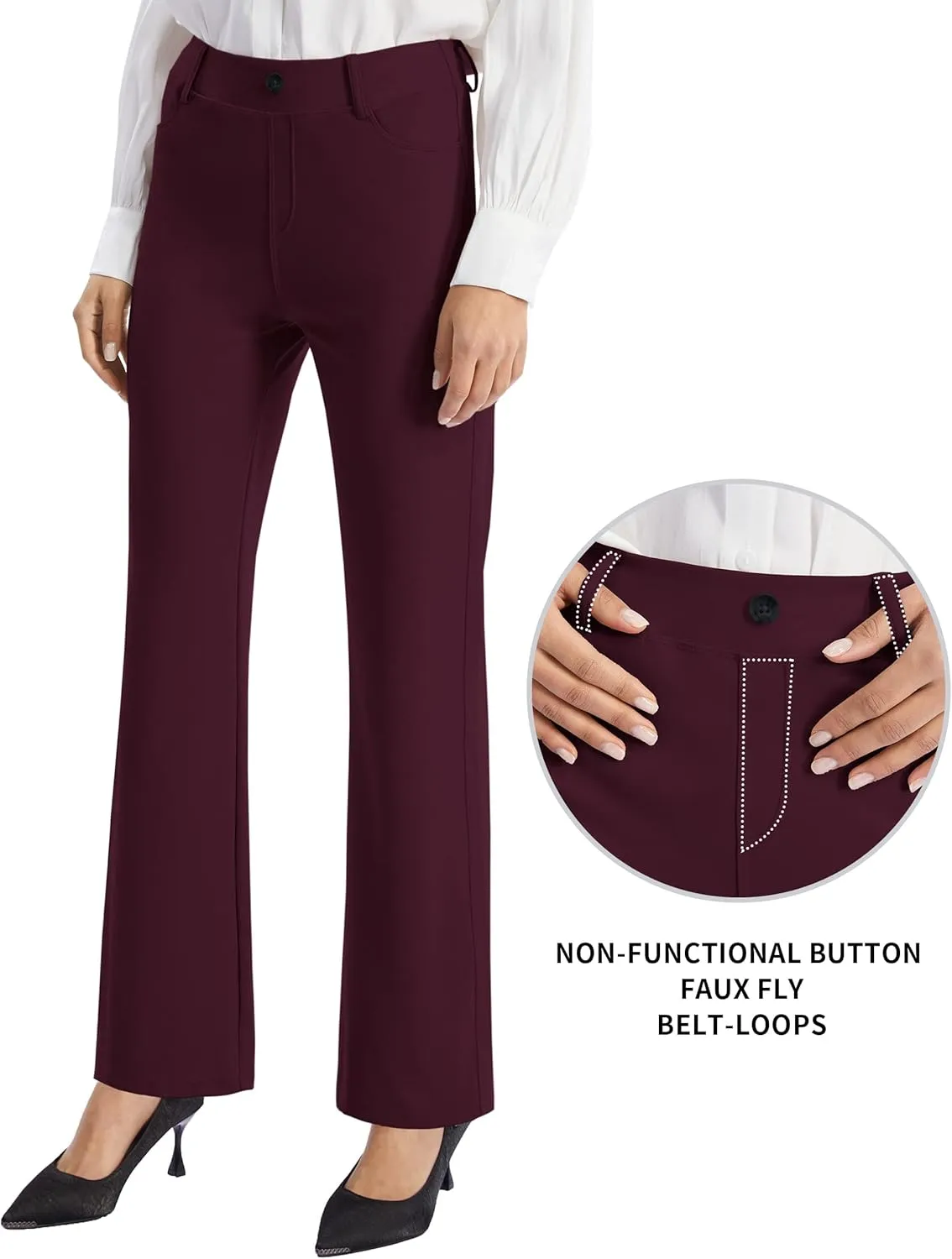 AFITNE Women's Yoga Dress Pants 2025 Spring Stretchy Work Slacks Straight Leg Business Office Casual Pants