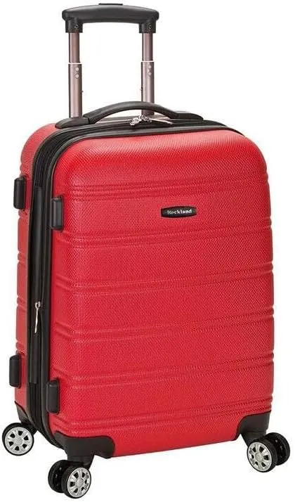 African Artifacts Expandable Carry On - Red ABS Material with Expandable Feature, 360-Degree Spinner Wheels, Telescoping Handle, Fully Lined Interior, 13" x 20" x 9"