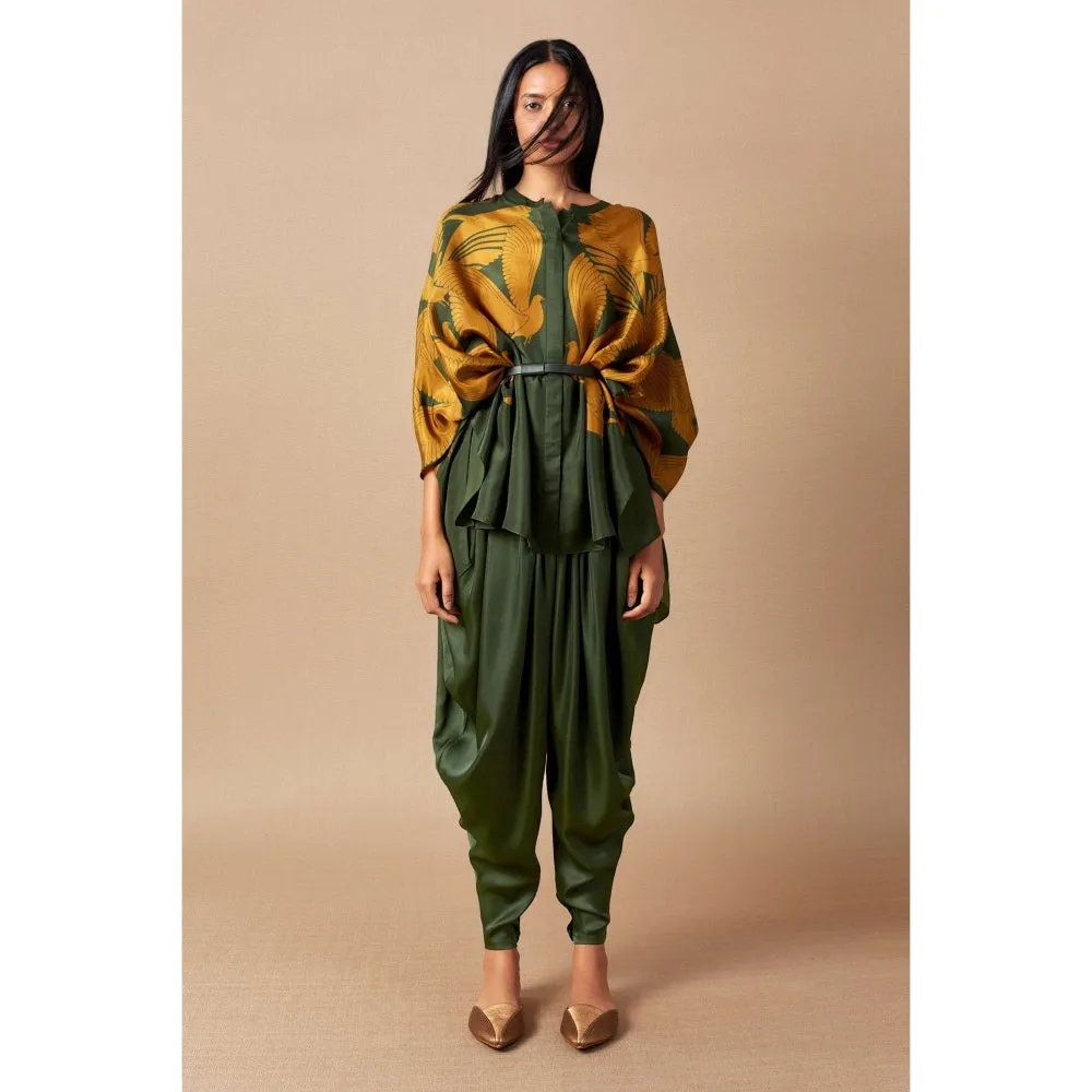 AMPM Green & Yellow Bulbul Dhoti (Set of 2)