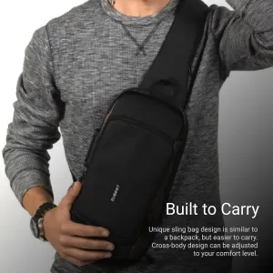 Anti-Theft Sling Bag with 6 Compartments | Waterproof Cross-Body Bag with Locking Feature and USB Charging Port