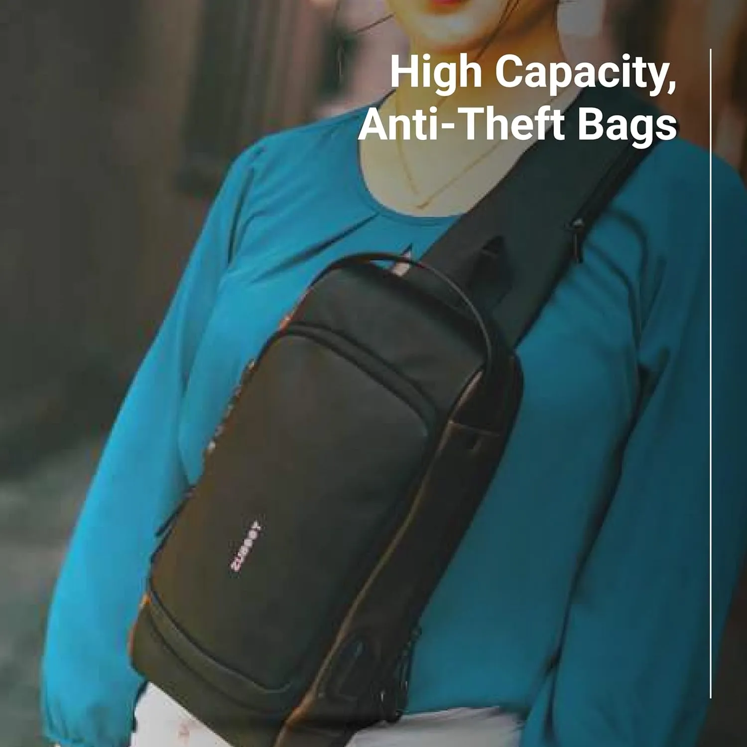 Anti-Theft Sling Bag with 6 Compartments | Waterproof Cross-Body Bag with Locking Feature and USB Charging Port