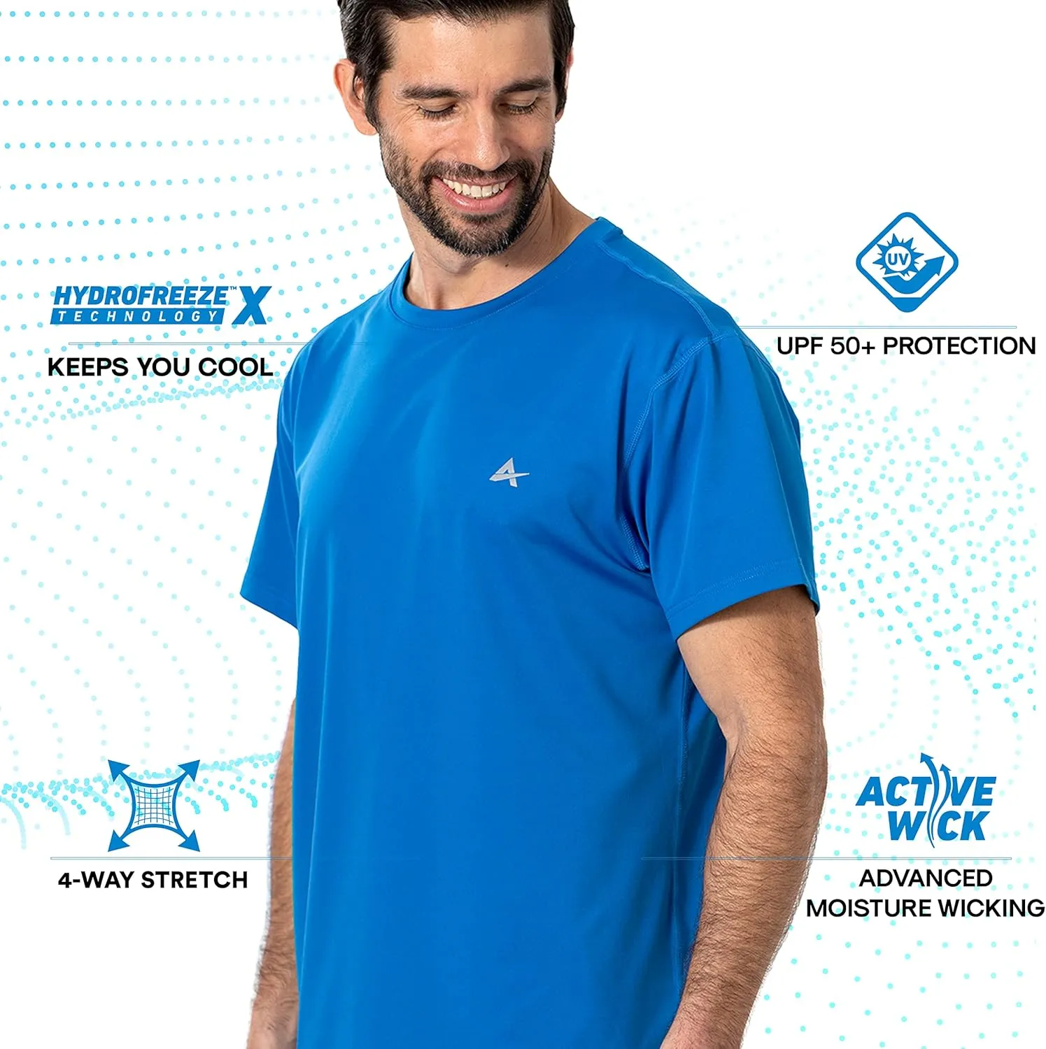 Arctic Cool Mens Crew Neck Instant Cooling Moisture Wicking Performance UPF 50  Short Sleeve Workout Shirt
