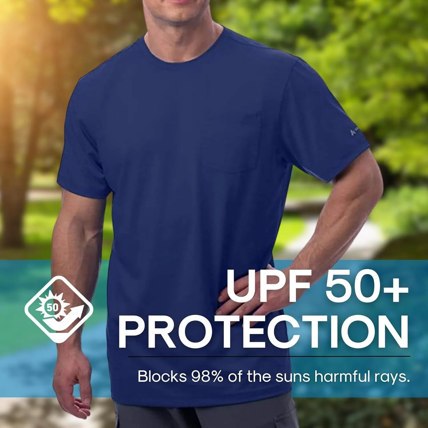 Arctic Cool Mens Crew Neck Instant Cooling Pocket Workwear Moisture Wicking Performance UPF 50  Short Sleeve Shirt