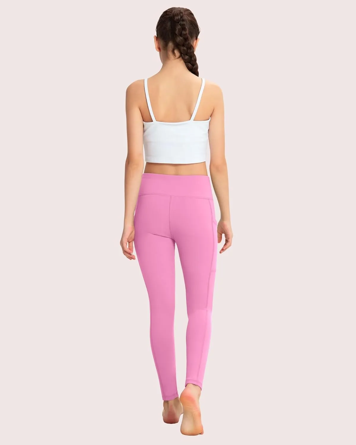 ATHVOTAR Girls Leggings with Pockets: High Waisted Yoga Workout Athletic Dance Running Pants 4 Packs