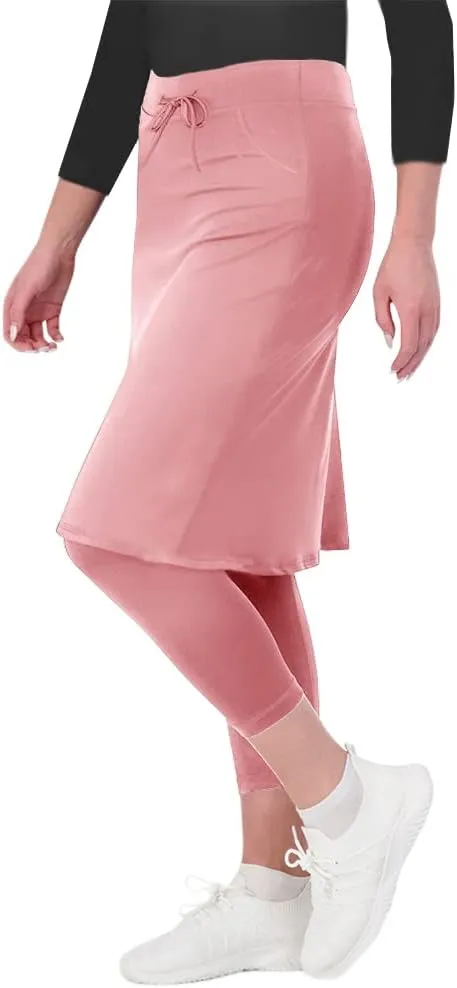 Aurgelmir Women's Tennis Golf Skirts Workout Skirted Leggings Yoga Capri Pants with Skirts Skorts Pockets
