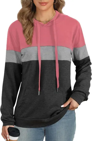 AURUZA Hoodies for Women with Pocket, Long Sleeve Sweatshirt Women Pullover, Causal Loose Fit Pullover Tunic Top Fall Clothes