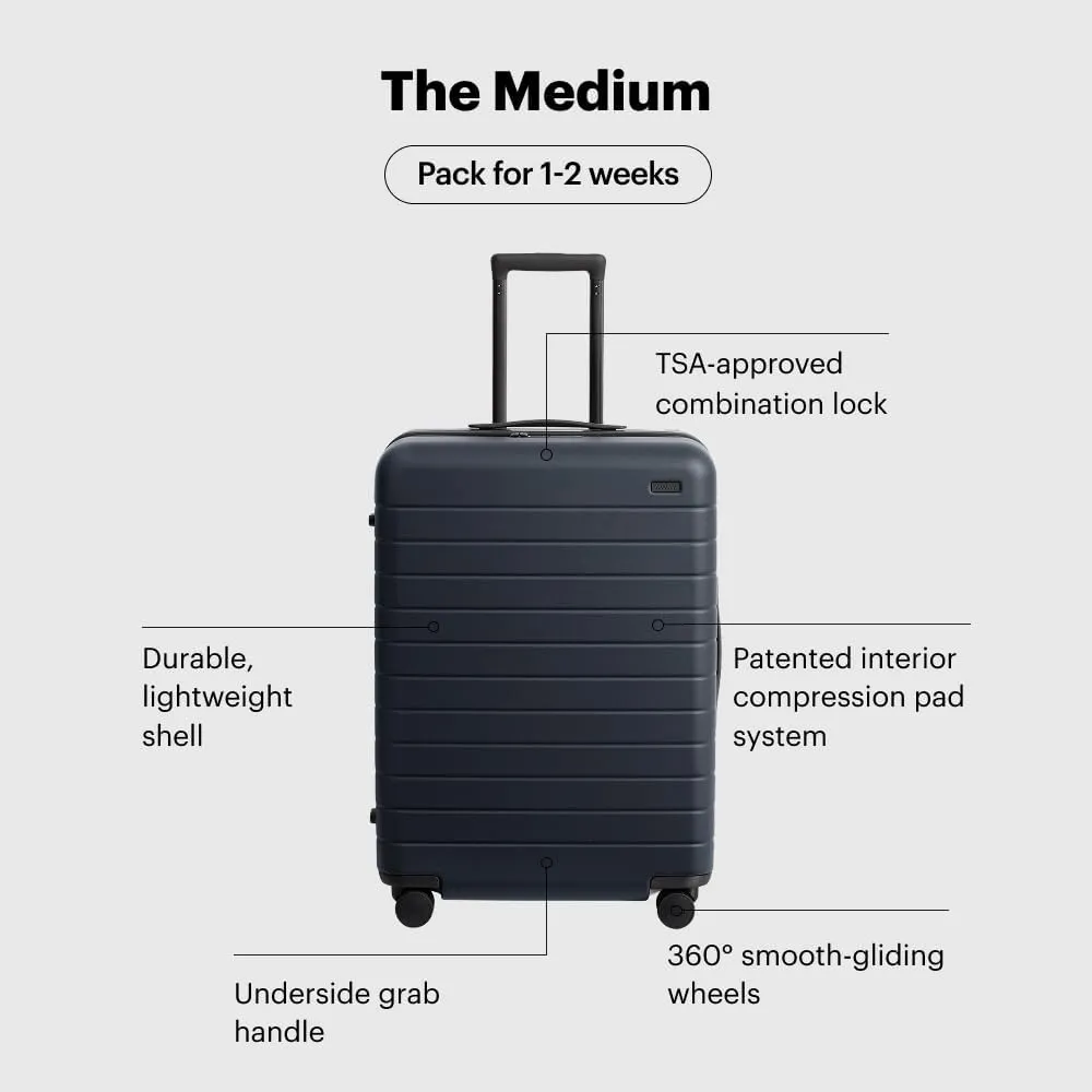 Away Medium Checked Luggage, Lightweight Hard Shell Suitcase with Spinner Wheels, Durable Rolling Luggage, TSA Lock, 26 Inch, Sea Green