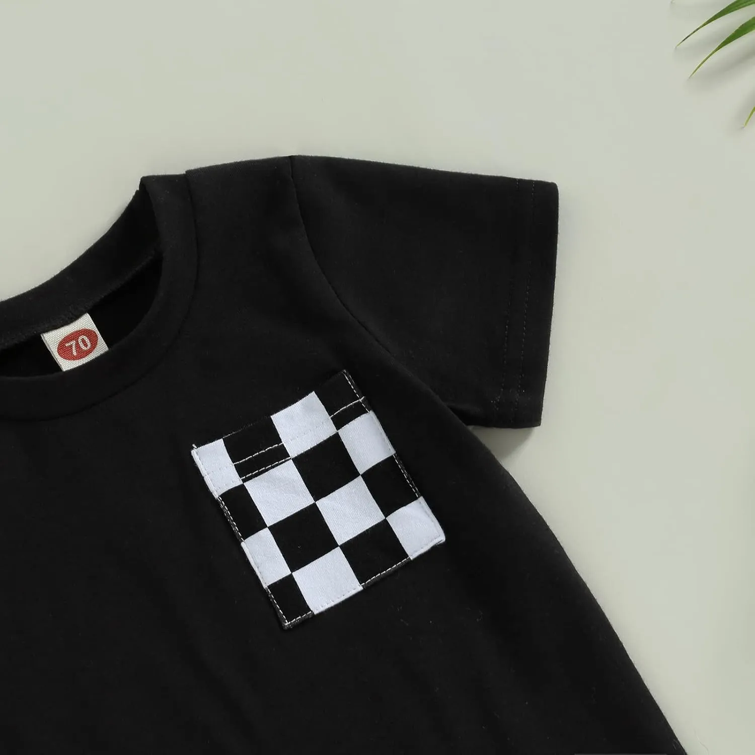 Baby Boy Girl Summer Outfits Checkerboard Short Sleeve T-Shirt Elastic Waist Shorts Set Toddler Checkered Outfit