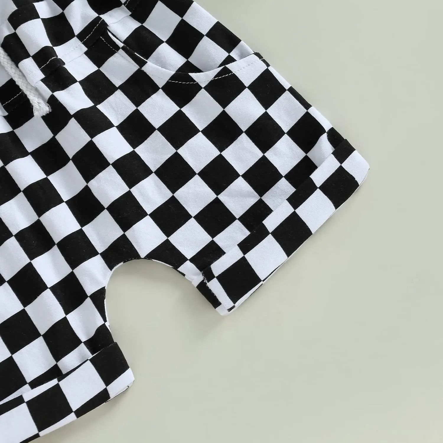 Baby Boy Girl Summer Outfits Checkerboard Short Sleeve T-Shirt Elastic Waist Shorts Set Toddler Checkered Outfit