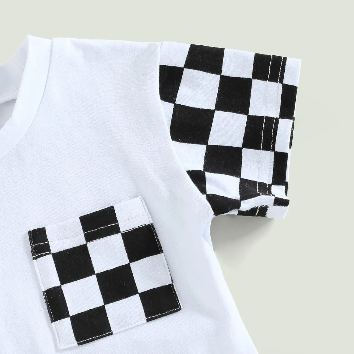 Baby Boy Girl Summer Outfits Checkerboard Short Sleeve T-Shirt Elastic Waist Shorts Set Toddler Checkered Outfit