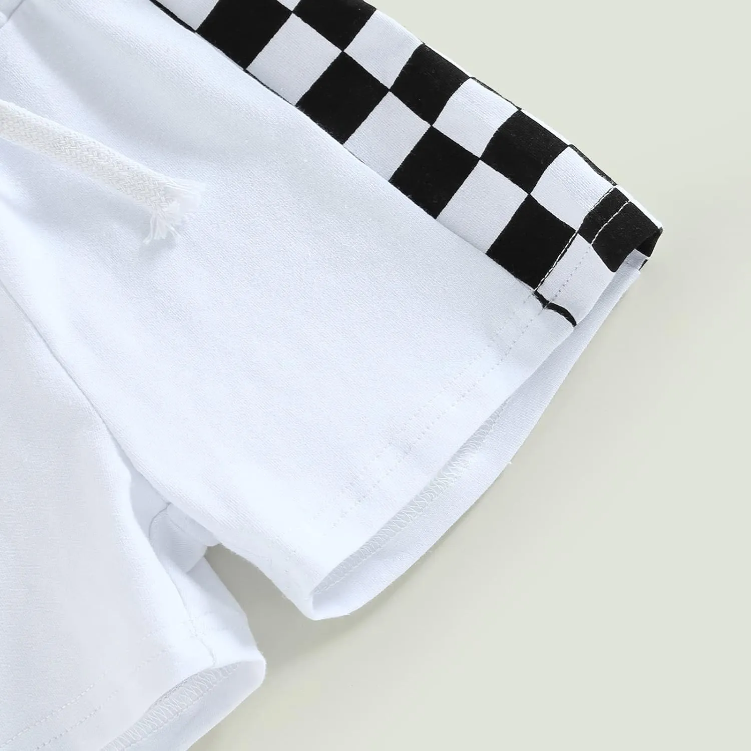 Baby Boy Girl Summer Outfits Checkerboard Short Sleeve T-Shirt Elastic Waist Shorts Set Toddler Checkered Outfit