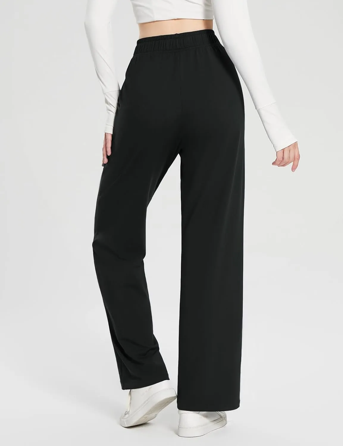baleaf Fleece Lined Thermal Pants Women Sweatpants Wide Leg Water Resistant Casual Lounge with Pockets Yoga Workout