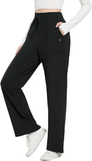 baleaf Fleece Lined Thermal Pants Women Sweatpants Wide Leg Water Resistant Casual Lounge with Pockets Yoga Workout