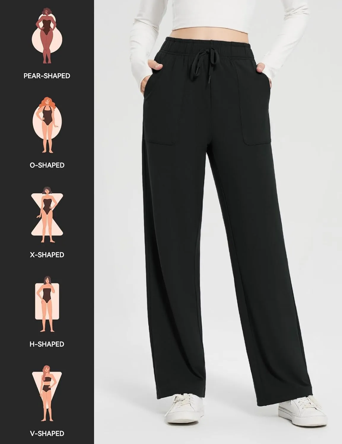 baleaf Fleece Lined Thermal Pants Women Sweatpants Wide Leg Water Resistant Casual Lounge with Pockets Yoga Workout