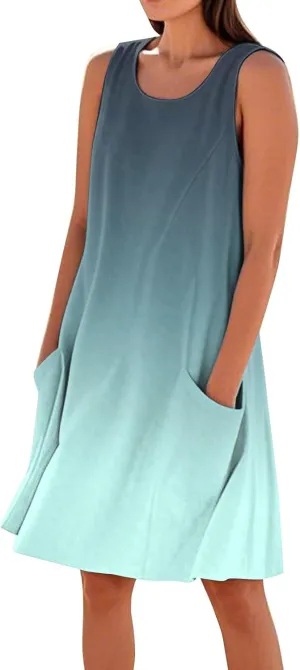 Beach Dresses for Women 2025 Vacation Summer Sleeveless Linen Midi Dress Flowy Plus Size Boho Dresses with Pocket