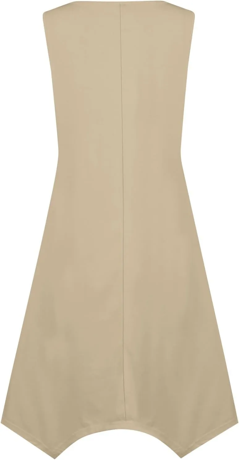 Beach Dresses for Women Spring Summer 2025 Sleeveless Vacation Sundresses Sexy Crewneck Irregular Hem Maxi Dress