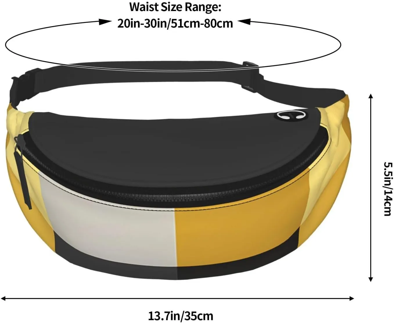 Black Lemon Checkered Print Fanny Pack For Women Men, With Adjustable Strap, Lightweight Waterproof Waist Bag For Sport Walking Running