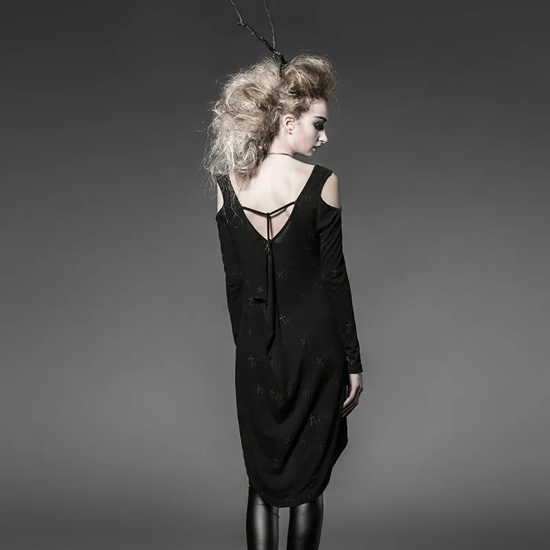 Black Long Loose Soft High-elastic Knitting Punk T-shirts For Women
