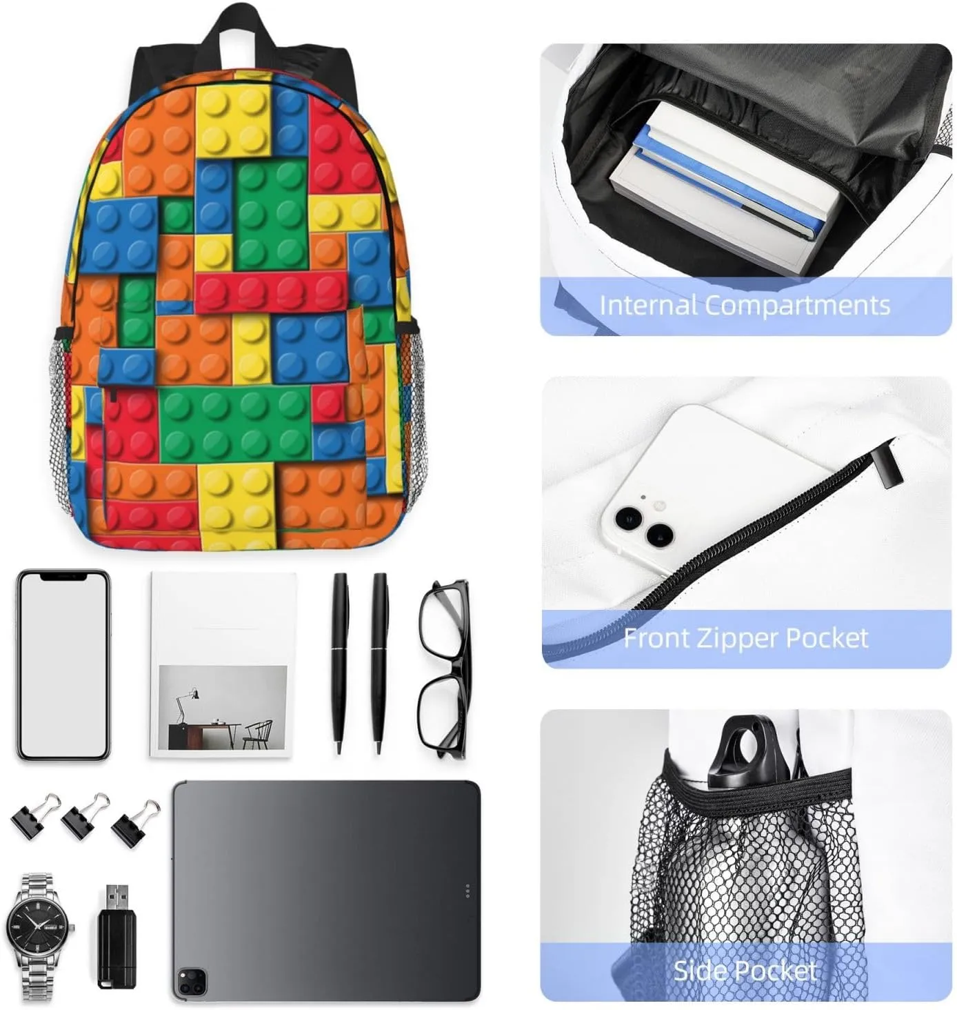 Block Funny Game Colorful Backpack For Teenage Girls And Boys Cute Kids Backpacks Children School Bag