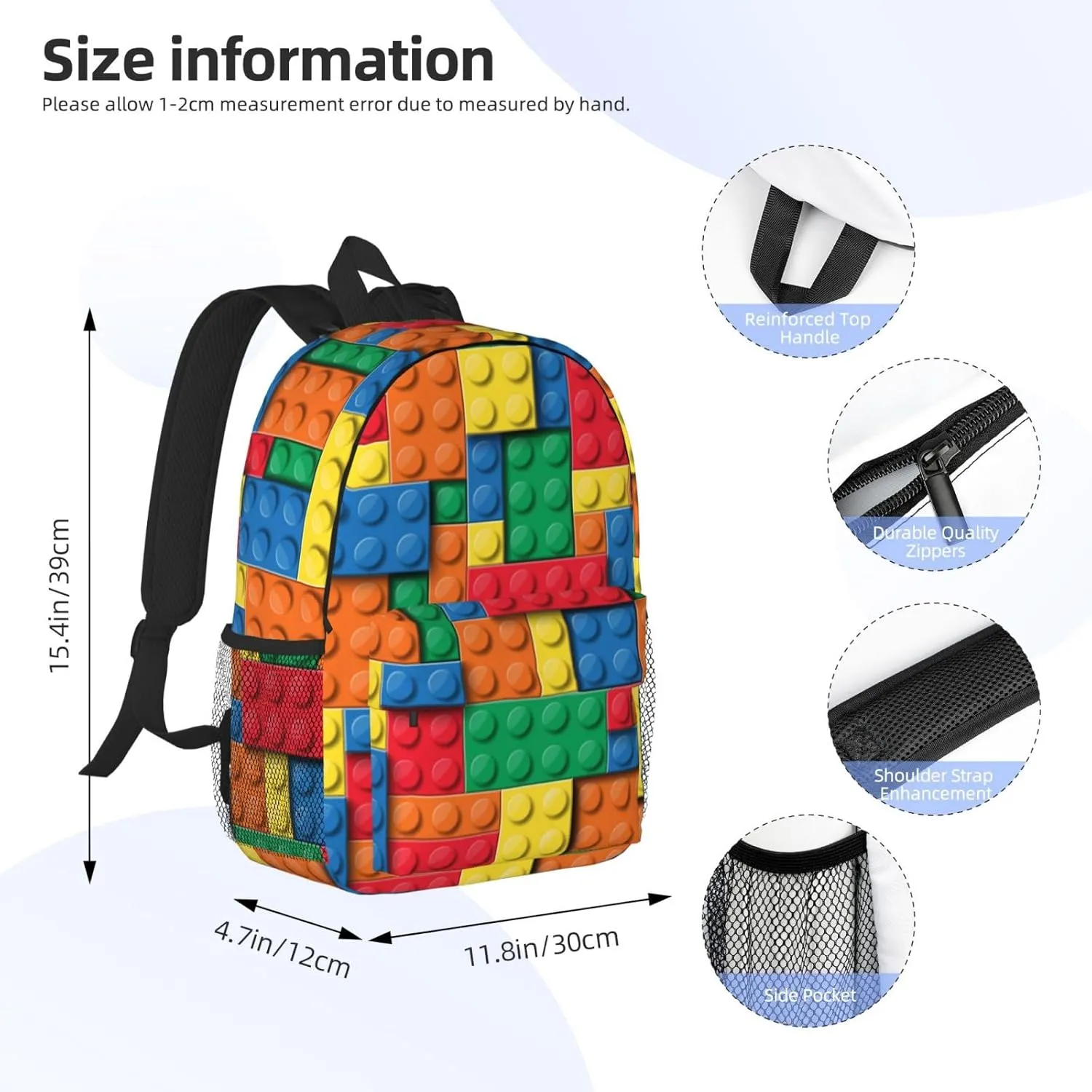 Block Funny Game Colorful Backpack For Teenage Girls And Boys Cute Kids Backpacks Children School Bag