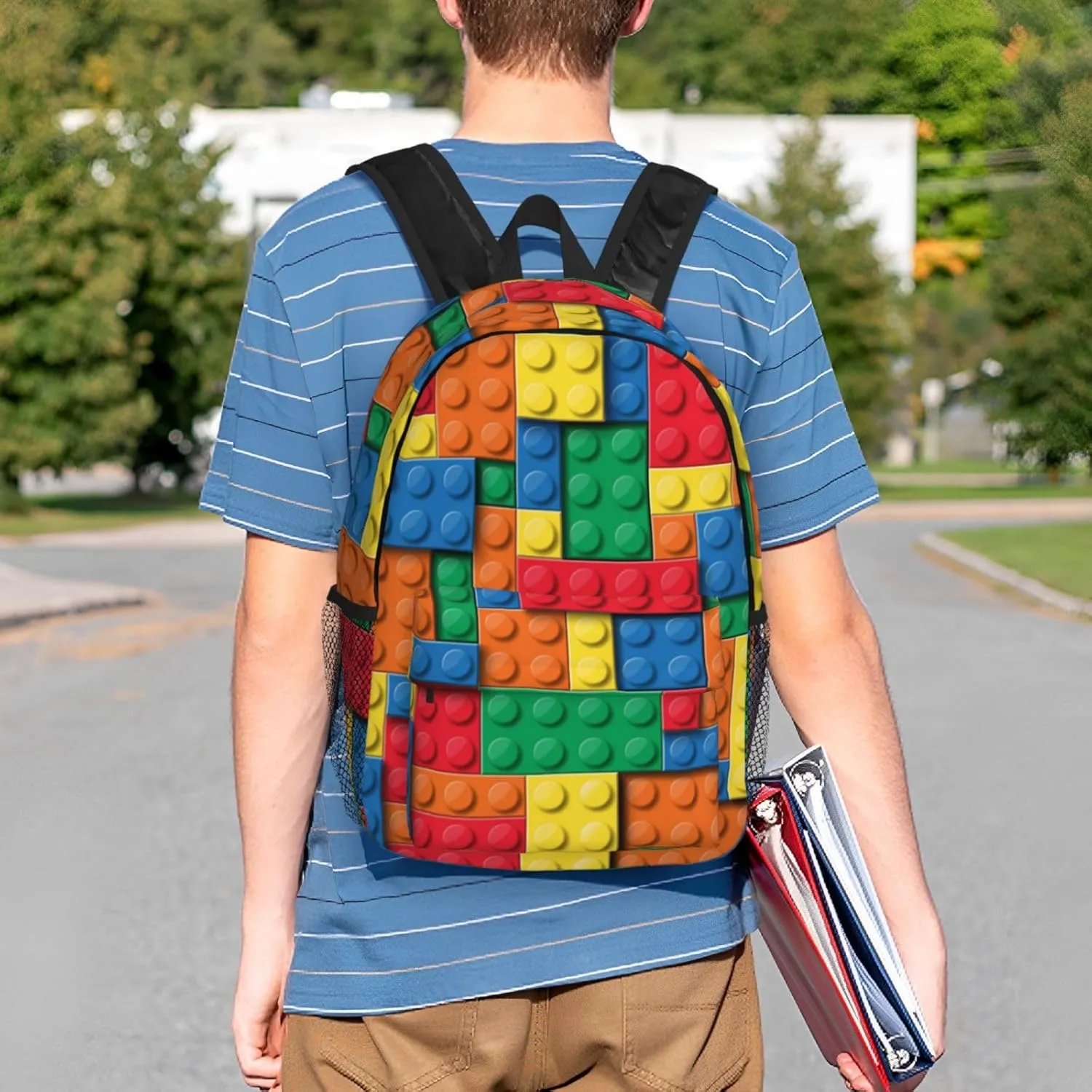 Block Funny Game Colorful Backpack For Teenage Girls And Boys Cute Kids Backpacks Children School Bag