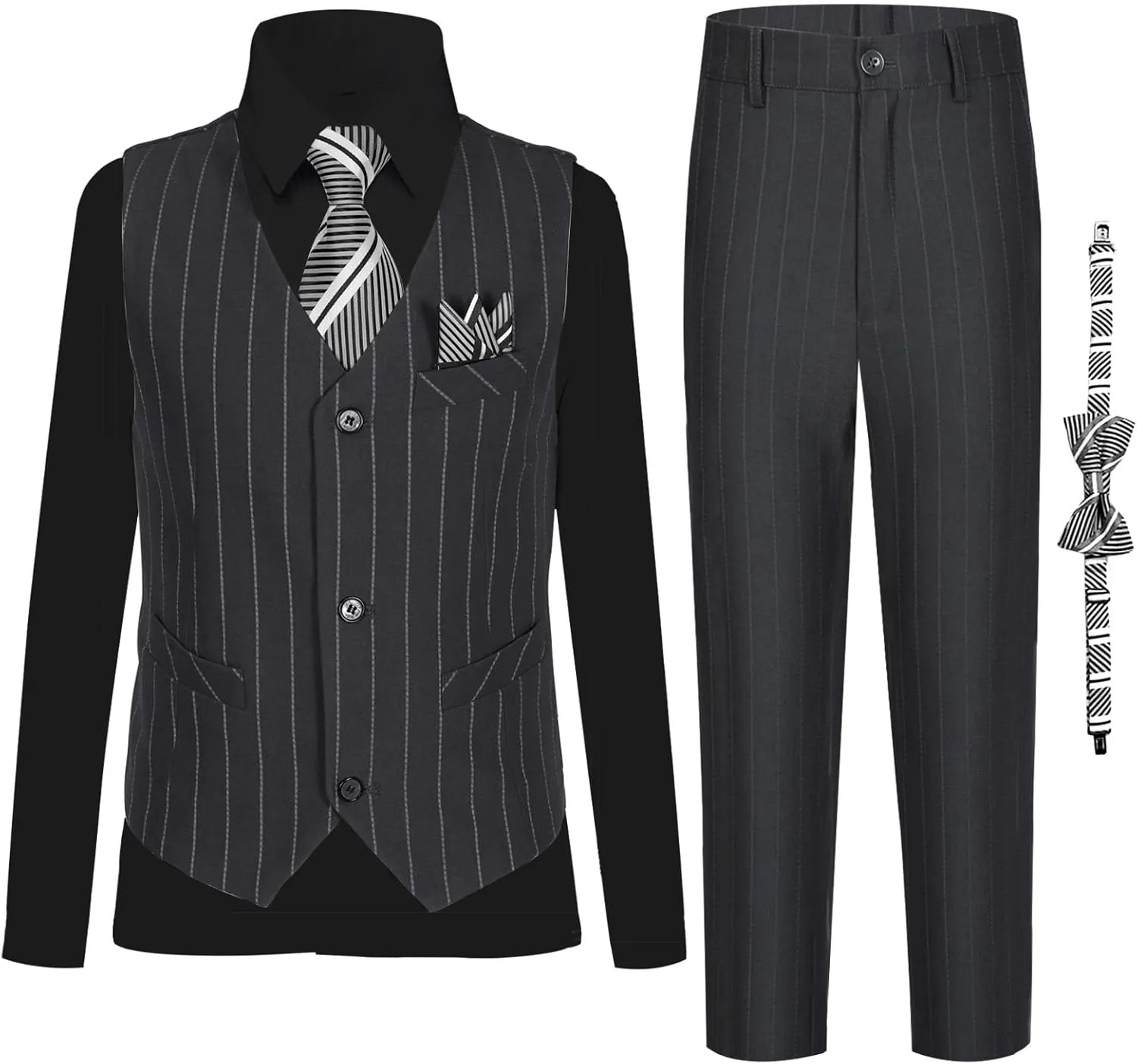 Boy Suits Stripe Tuxedo Suit Set Complete Outfit Formal Wedding Party Wear Ring Bearer Outfit