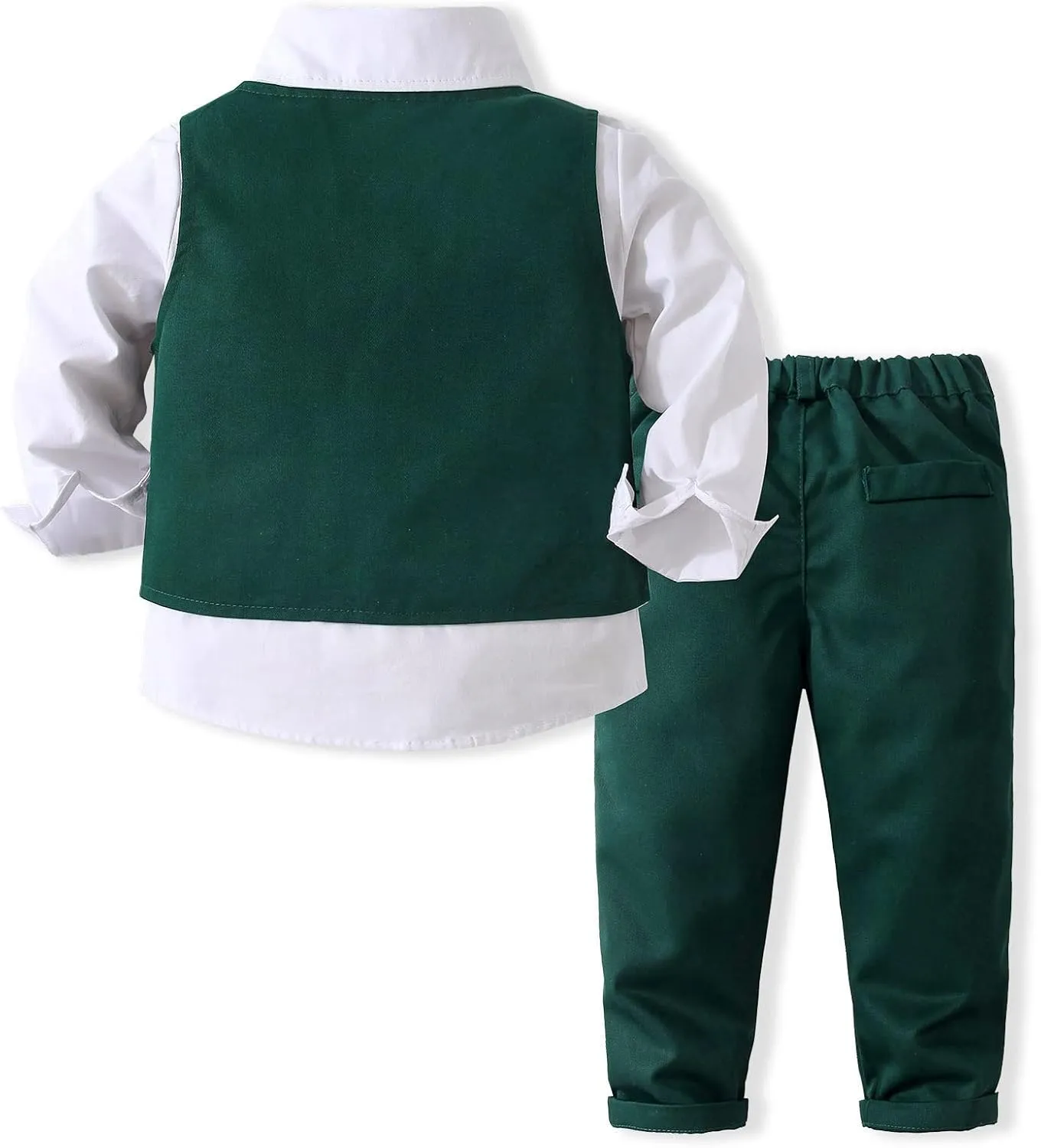 Boys Gentleman Suits Toddler Kids Wedding Outfit Clothes 4 Pieces Dress Shirt & Pants & Vest Set with Bowtie, 2-8 Years