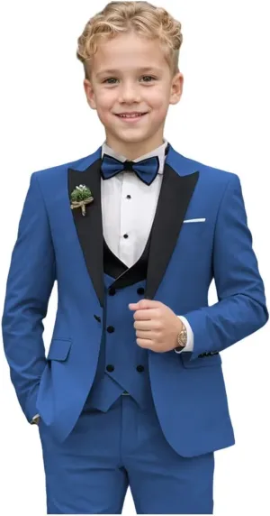 Boys Suit for Kids 3 Piece Slim Fit Formal First Communion Suit Toddler Wedding Ring Bearer Outfit