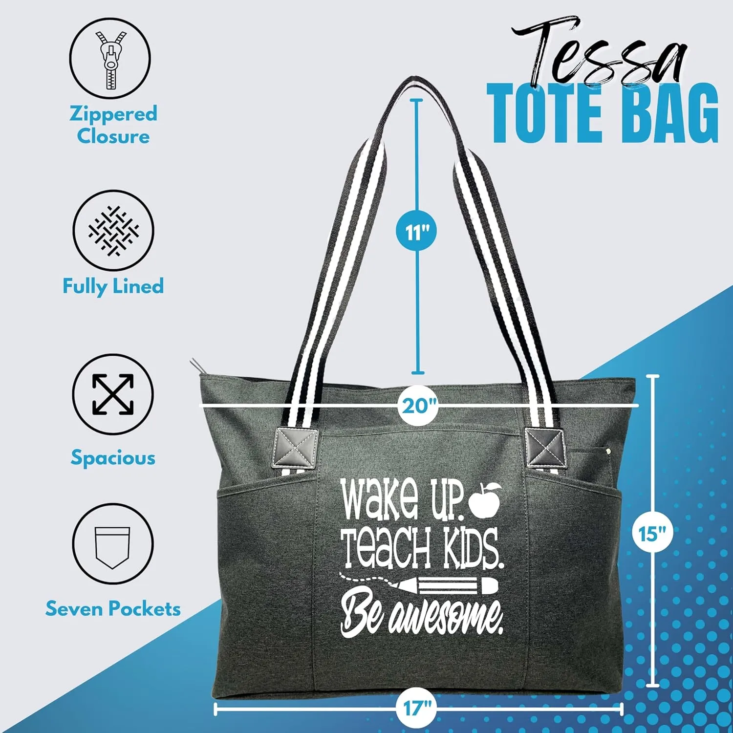 Brooke & Jess Designs Teacher Tote Bag for Work - Teacher Handbag Gifts for Women, Teacher Bag Best Teacher Appreciation Gift