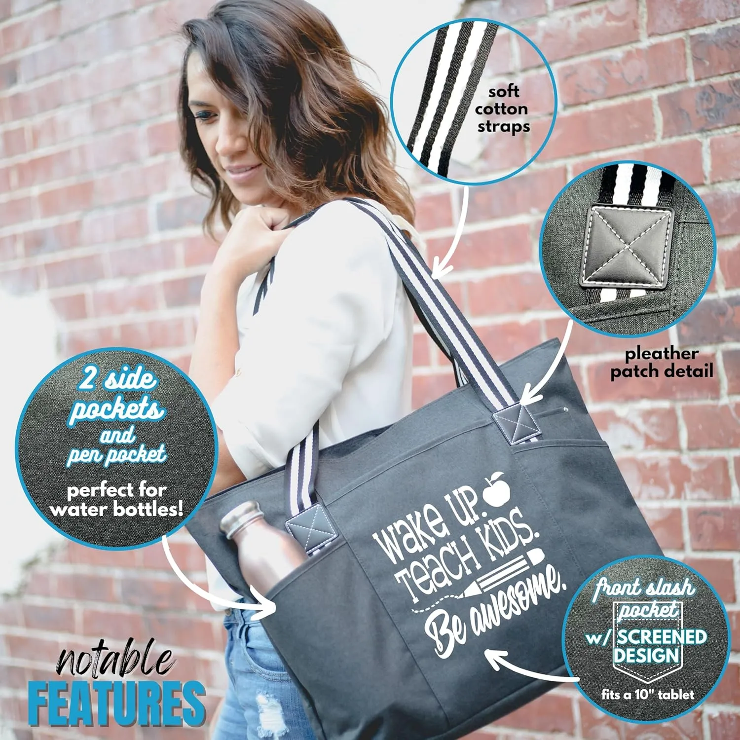 Brooke & Jess Designs Teacher Tote Bag for Work - Teacher Handbag Gifts for Women, Teacher Bag Best Teacher Appreciation Gift