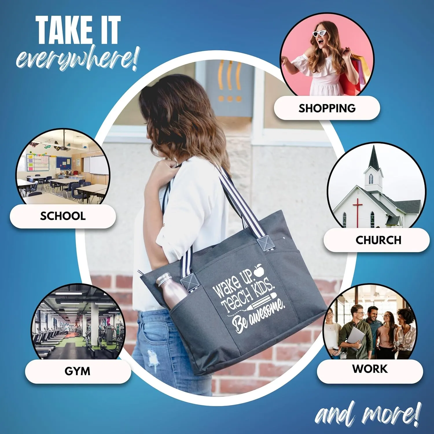 Brooke & Jess Designs Teacher Tote Bag for Work - Teacher Handbag Gifts for Women, Teacher Bag Best Teacher Appreciation Gift