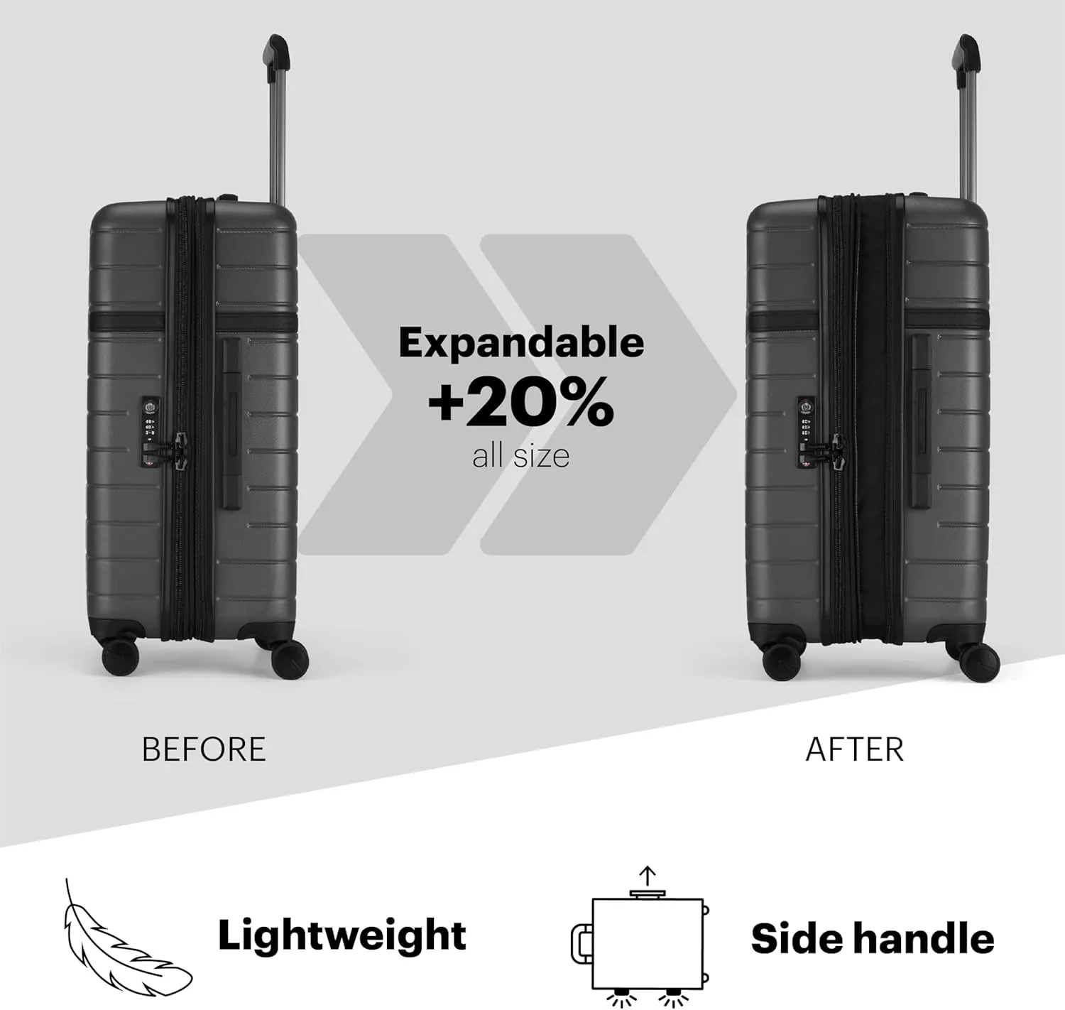 Bugatti - Hamburg Collection - 28 po Upright - 100% Polycarbonate - Charcoal